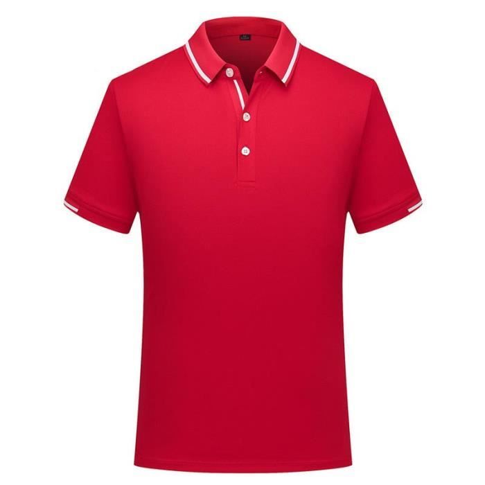 Polo Homme Manches Courtes Couleur Unie T-Shirt Ete Coupe Droite