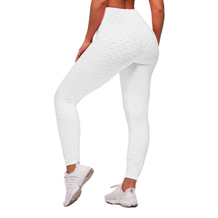 Legging de Sport Femme - Minetom - Compression Anti-Cellulite - Taille  Haute - Blanc