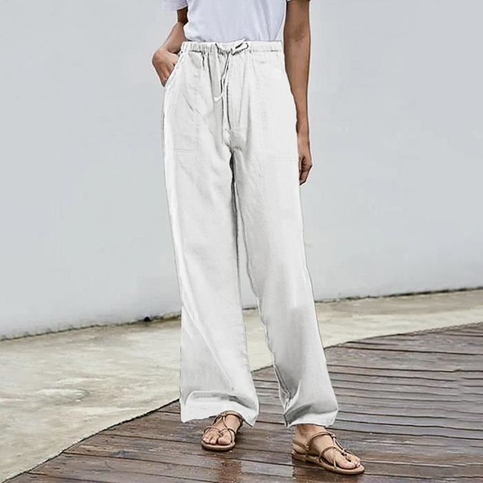 Pantalon en lin blanc pour on sale femme