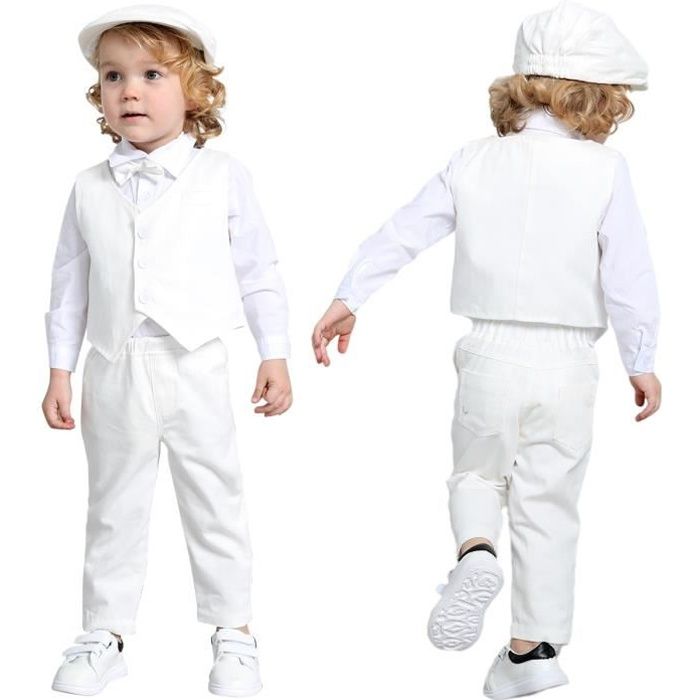 YOOJIA – Costume Garçon Mariage/carnaval – Chemise + Gilet + Pantalon + Nœud Papillon – Taille 2T à 10 Ans