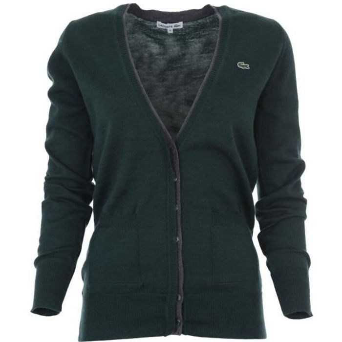 LACOSTE GILET CARDIGAN FEMME Vert Fonce Vert Cdiscount Pret a Porter