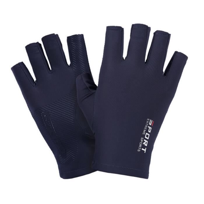 Gants Cyclisme RockBros – Demi-doigts, Soie Glacée, Noirs, Antichoc (VTT/route)