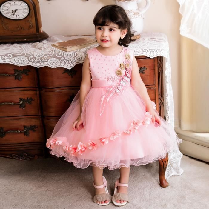 Robe Enfant Fille Rose Light Haut de gamme Performance Princesse Bouffantes Rose Cdiscount Pret a Porter