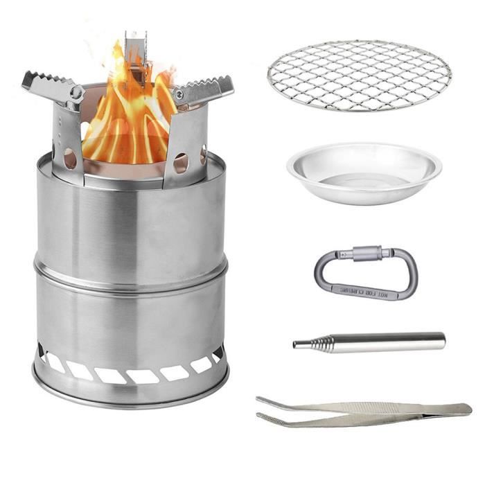 Noir Grille de barbecue pliante portable en acier inoxydable, gril à charbon de bois extérieur