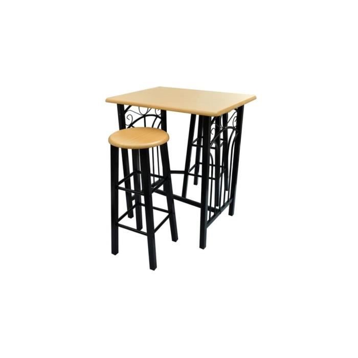 GARS Ensemble Table à Manger table haute de bar avec 2 tabourets (7784)