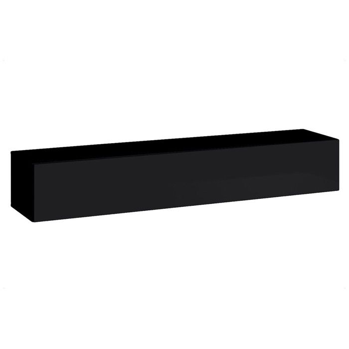 Meuble TV suspendu 180cm coloris noir collection SWITCH. Finitions brillantes. Meuble TV suspendu 180cm coloris noir collection SWITCH. Finitions brillantes.