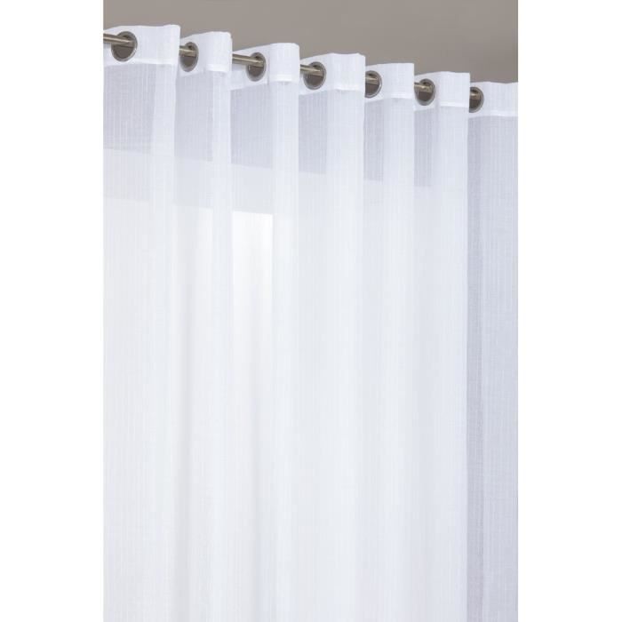 rideau voilage grande largeur a oeillets 280cm x 240cm fines lignes tisses blanc cdiscount maison