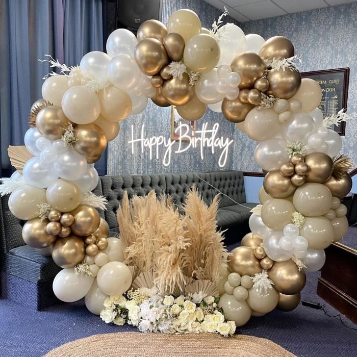 Kit Arche Ballon - Haute Qualité - 185 pièces - Marron, Sable, Blanc - Décoration Mariage, Baby Shower - Maison