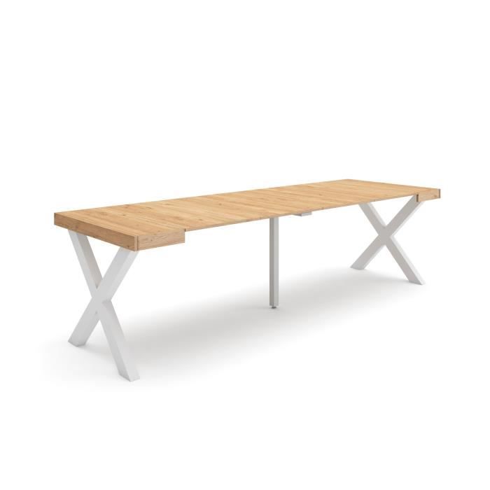 Table console extensible 260 Pour 12 personnes 262x90x72 6cm Pieds bois massif Chêne RF2812
