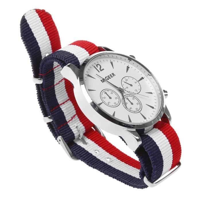MIGEER Tissu Toile Bracelet De Montre Hommes Analogique