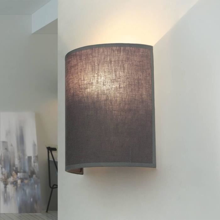 Applique Murale Alice – Tissu Brun Foncé, Style Loft Moderne, Douille E27, Tactile