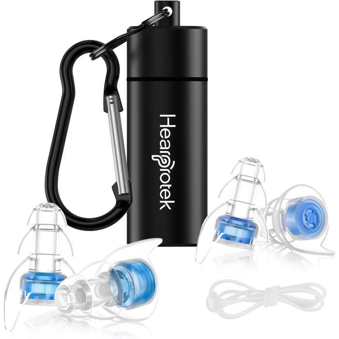Hearprotek Bouchons D'Oreilles Avion Anti-Pression – 2 Paires Réutilisables 24dB – Soulage Pression & Bruit (M & L)