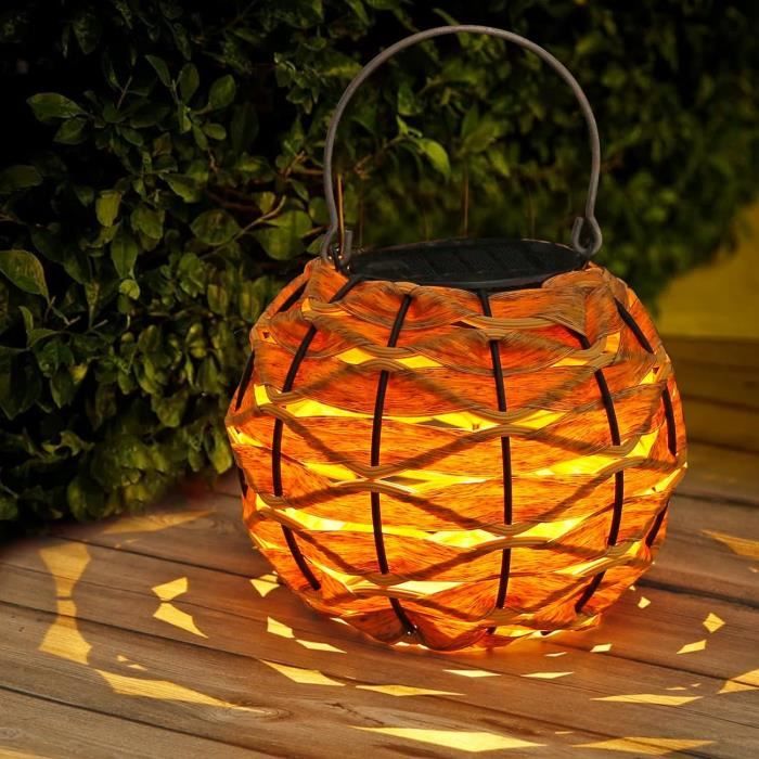 Lanterne Solaire En Rotin Suspendue - Étanche IP65, Charge Solaire, Allumage Automatique - Pour Jardin, Balcon, Terrasse