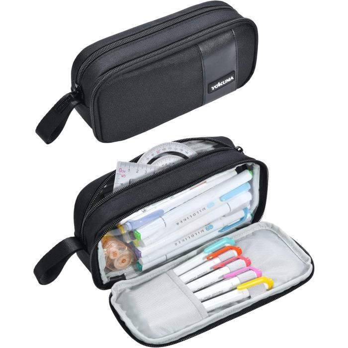 Trousse Scolaire Double Compartiment YOKUMA - Grande Capacité 23x12x8cm - Fournitures Scolaires - Lilas