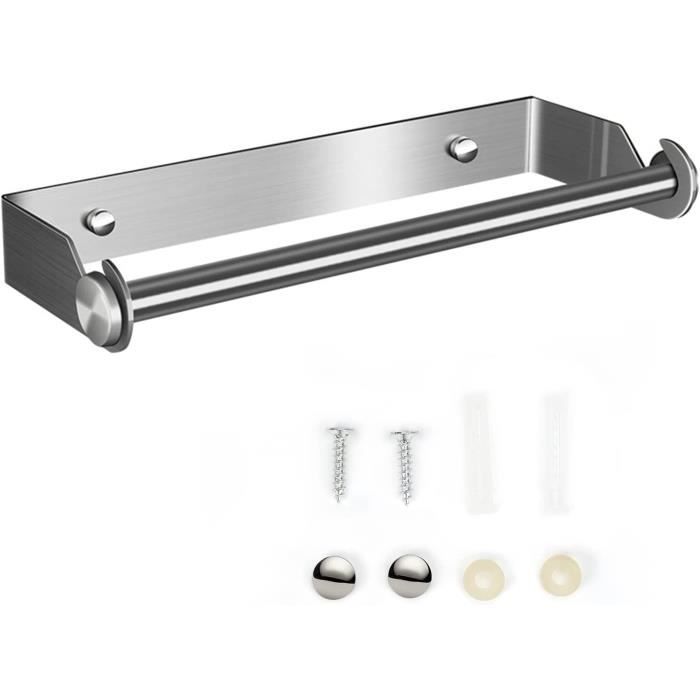 Dérouleur Essuie-Tout Mural En Acier Inoxydable Noir - Support Sopalin Pour Cuisine & Salle De Bain - 28cm