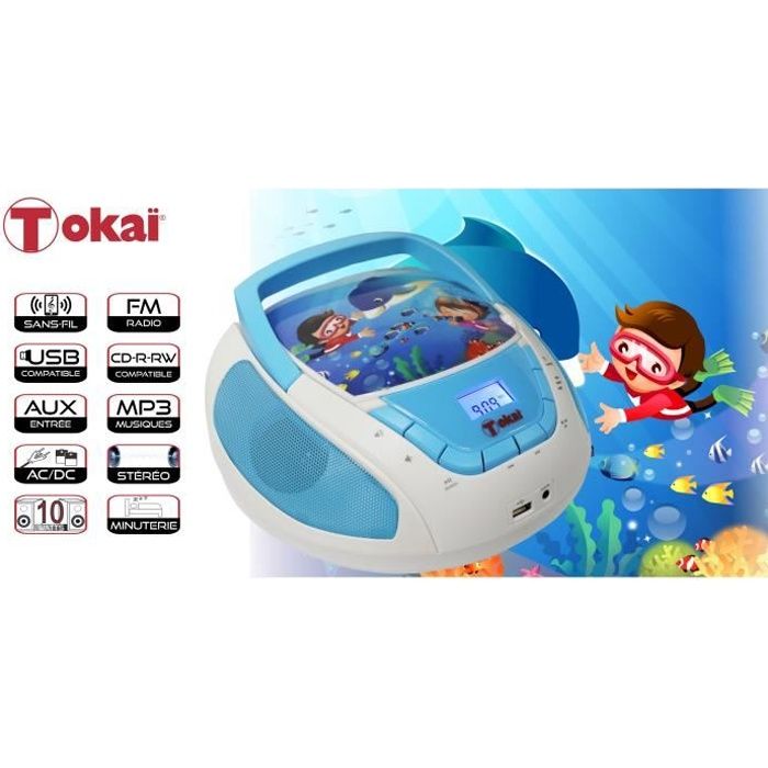 BOOMBOX ENFANT BLEU - LECTEUR CD - USB - RADIO FM - TOKAÏ - Cdiscount Jeux  - Jouets