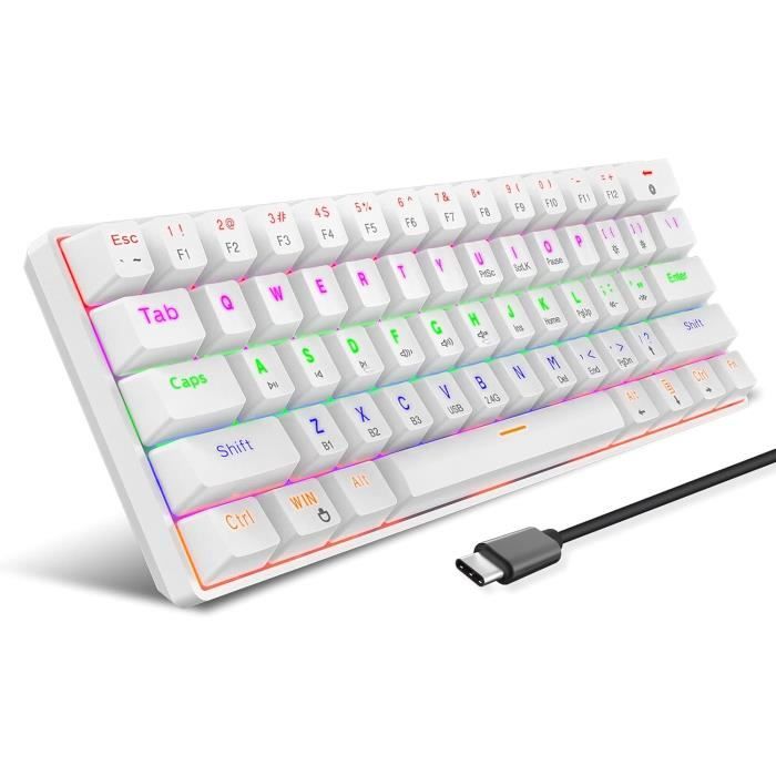 CTBTBESE Clavier De Jeu Filaire 60%, Clavier Mécanique Rétroéclairé RVB