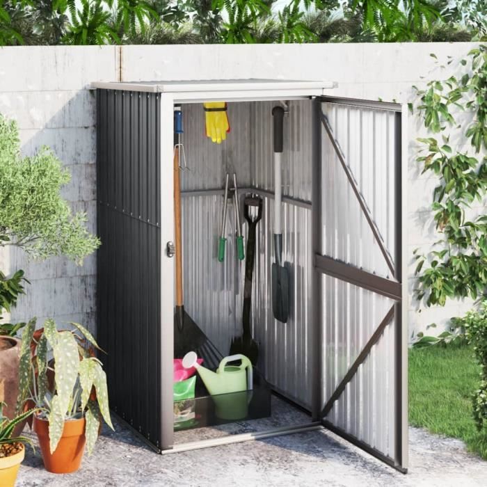 SALE 2024 Abri à outils de jardin JMS - Armoire extérieur anthracite 88x89x161 cm acier galvanisé 13968Kg