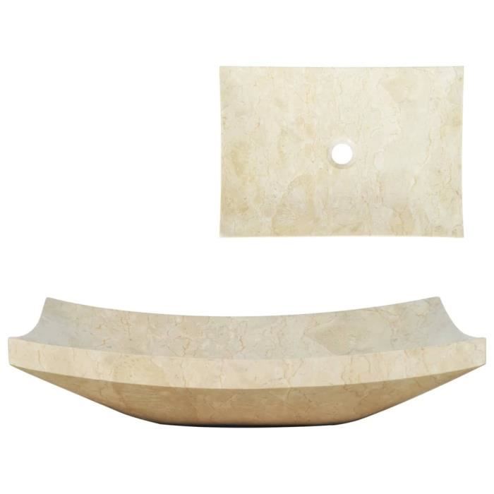 Évier - VIDAXL - 142765 - Marbre Crème - 50 x 35 x 12 cm - Rectangulaire