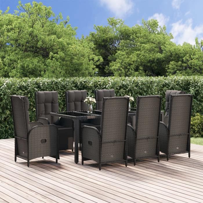 vidaXL Ensemble dîner jardin 9 pcs