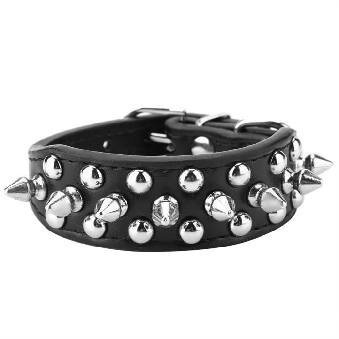 Collier pour Chat Chien en Cuir PU Réglable avec Clous et Boucle à Pointes - VINGVO - 4 Couleurs Disponibles