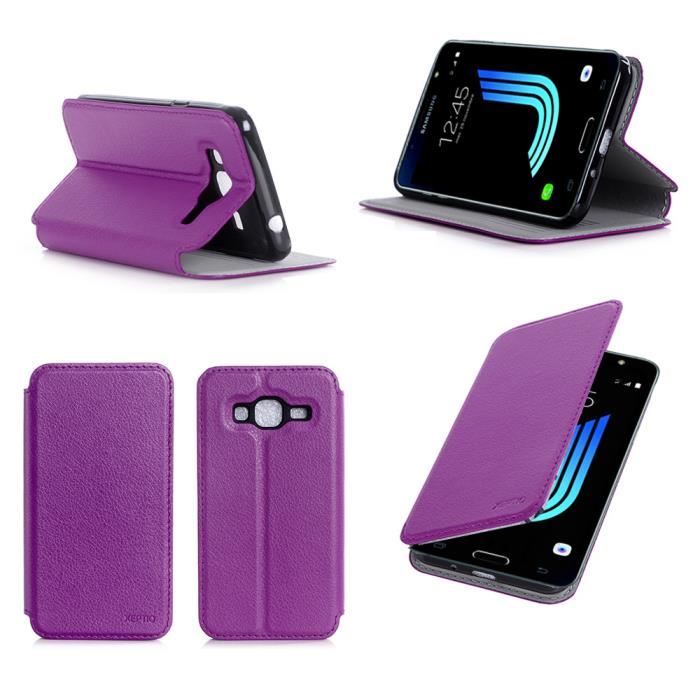 Etui coque Samsung Galaxy J3 2016 4G violet Housse pochette