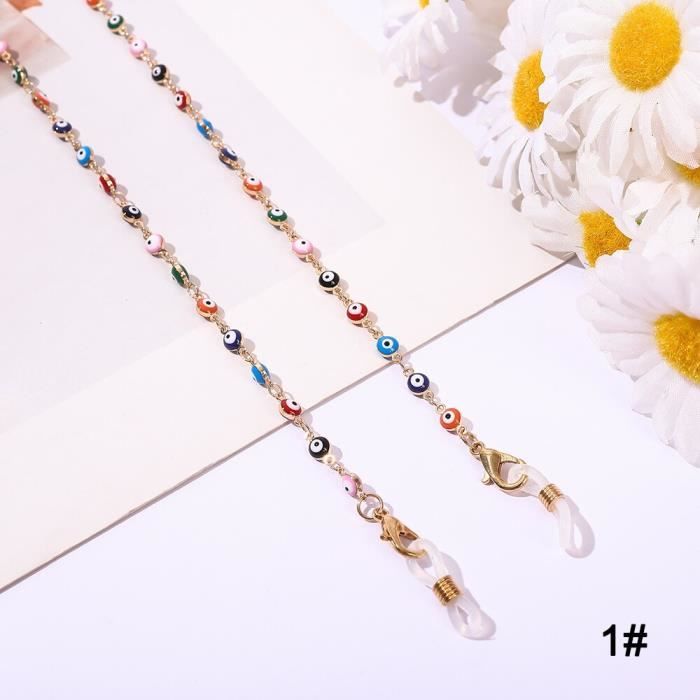 TEAMER Chaîne De Lunettes De Soleil En Acier Inoxydable Avec Perles - Élégante Pour Femme