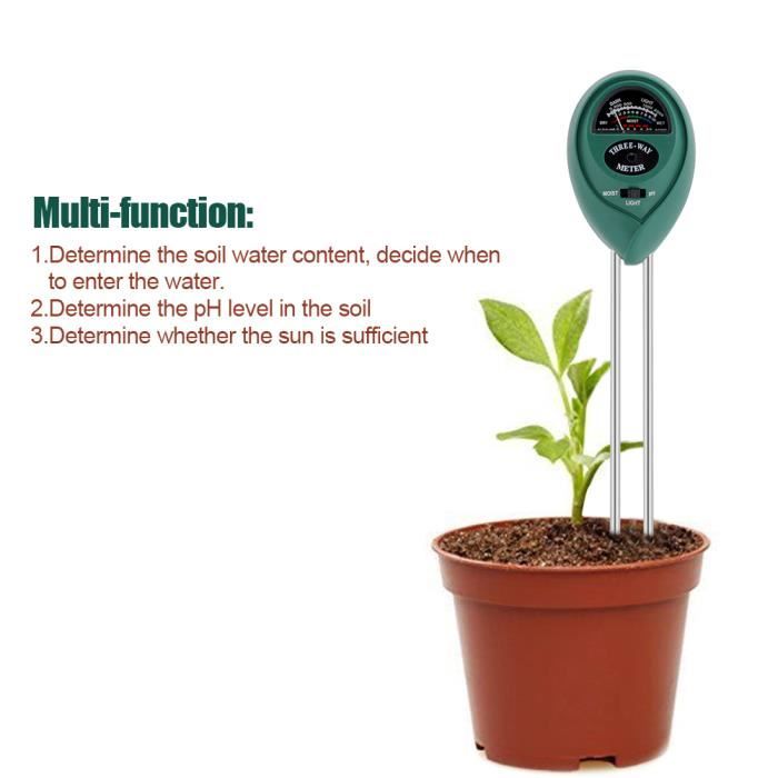 Testeur De Sol 3 En 1 - Mesure Humidité, PH Et Luminosité Pour Plantes D'intérieur Et Jardin