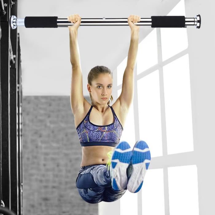 Barre De Traction Réglable Pour Porte - 69 à 92 Cm - Installation Sans Perçage, Avec Tapis Antidérapant Et Nivellement