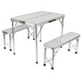 Ensemble Table + 2pcs Banc de Jardin en Aluminium - YOULUOLI - Moderne et Simple - Pliable - Léger-1