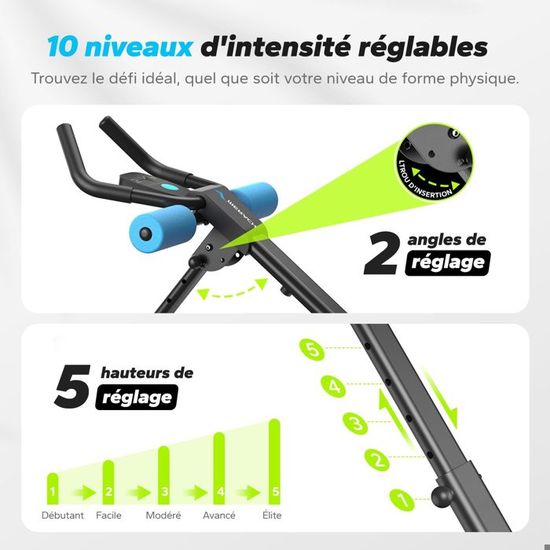 Musculation Abdominaux MERACH Machine D'Abdos, Banc De Sit-Up Réglable, Machine D'Abdominaux Pour Home Gym Pour Taille Abdos Hanches Jambes, Max 136KG, Pour Sit-Up/Vélo Appareil à Abdominaux Crunch