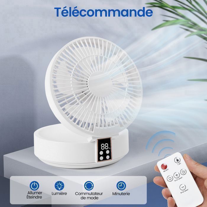 Ventilateur De Table USB Portable - 5 Vitesses, Silencieux (≤26 DB), Rotation 360° - Pour Bureau, Maison, Chambre