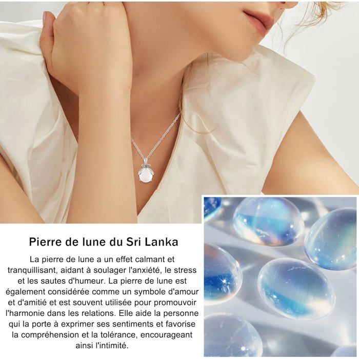 Collier Pierres De Lune Femme Collier à Pendentif Pour Femme