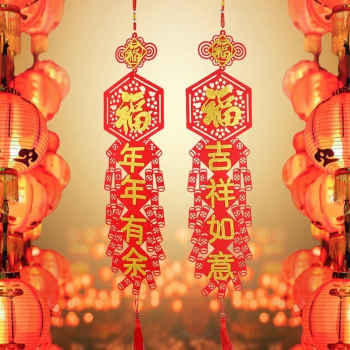 Couplets Achort 2 Pièces de Fête du Printemps Chinois Décor Suspendu Noeud  Chinois Fu Suspendu Décor Traditionnels Nouvel an Chinois Festival du  Printemps Pendentif Suspendu décoration de la Maison : : Cuisine