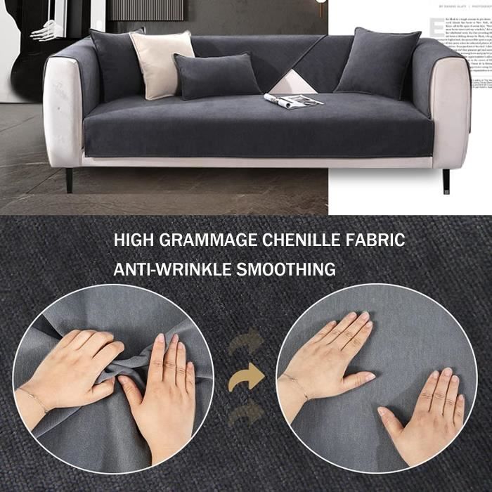 Housse De Canapé En Chenille Douce - Anti-dérapante Et Lavable - Plusieurs Tailles (70x90cm, Etc.) - Protection Animaux