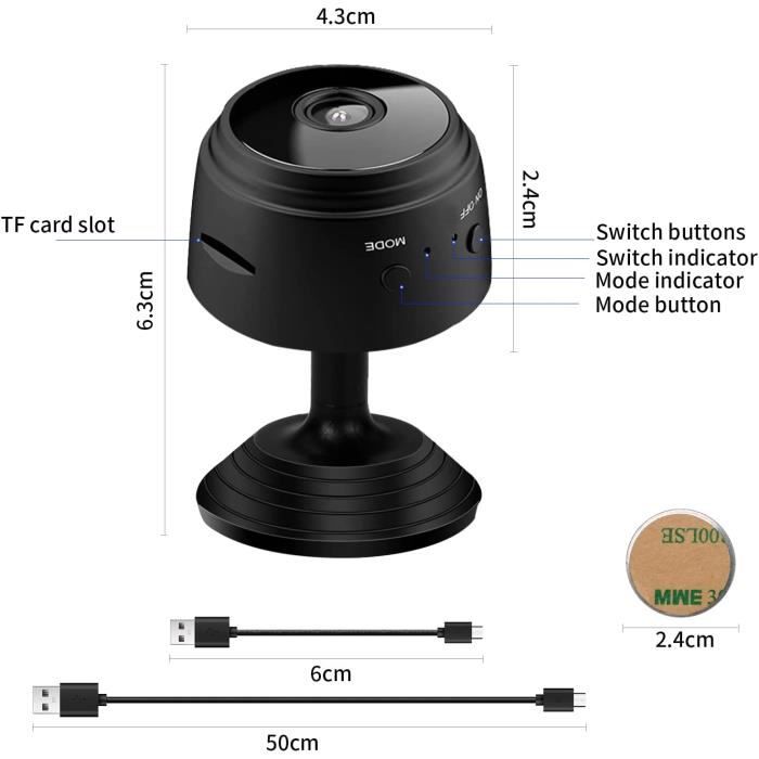 Mini caméra espion Wifi HD 1080p avec Vision_y94 de nuit