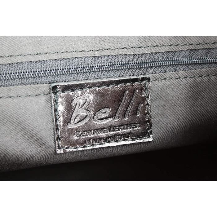 Belli Sac a main en cuir italien pour femme 18 x 20 x 8 cm l x