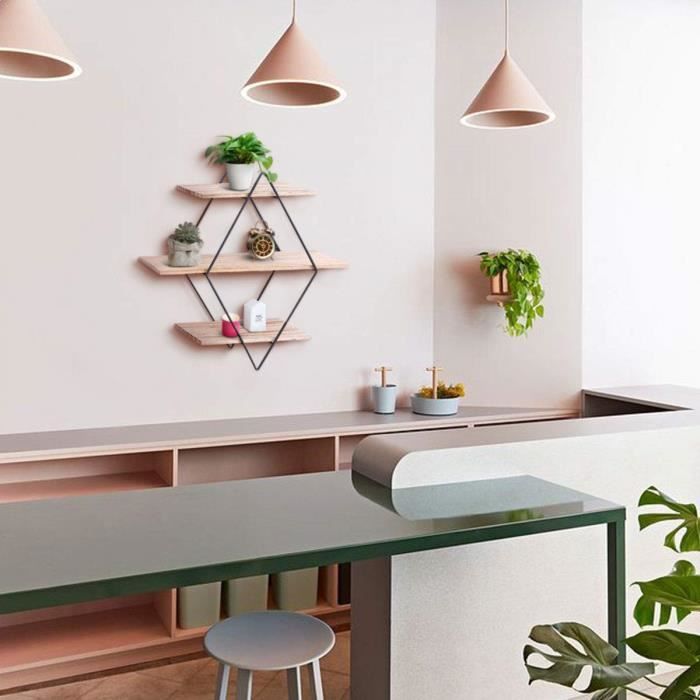 Étagère Murale Losange En Chêne - Lot De 2, Design Flottant, Pour Salon Ou Chambre - 11