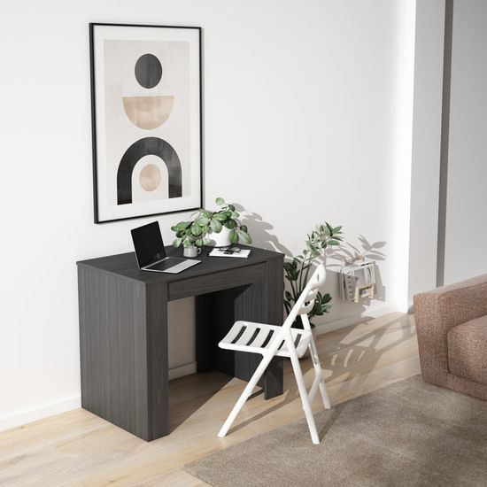 Table Console Extensible Chêne Skraut - 90-160cm - Pour 8 Personnes - Pieds Bois Massif - Moderne