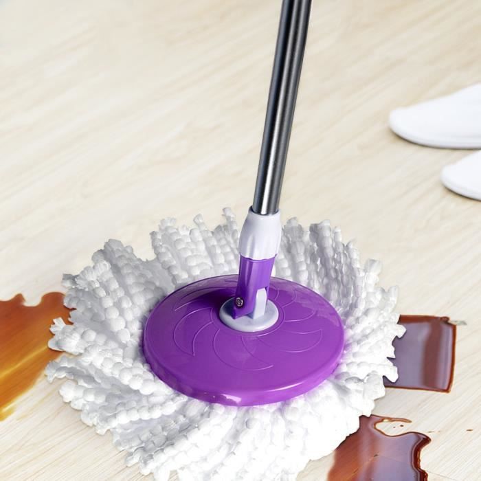 Vert Balai Plat et Seau Essoreur en Microfibre, Willonin® Serpillère Rotative 360° pour Nettoyage de Sol, Vadrouille 2 Chiffons mops - Maison