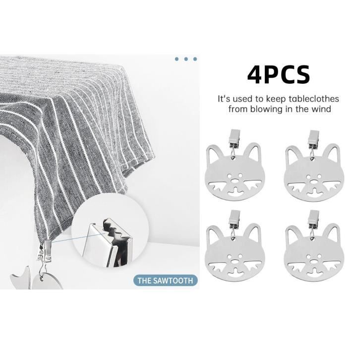 Lot De 4 Pinces à Nappe En Acier Inoxydable - Fixation Pour Tables De Terrasse, Pique-nique, Mariage, Camping - 6