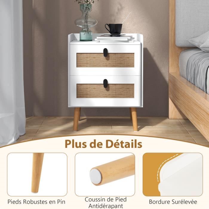 Table de chevet à 3 niveaux, table basse simple et contemporain, 40x40x61cm (modèle b blanc) | Leroy Merlin