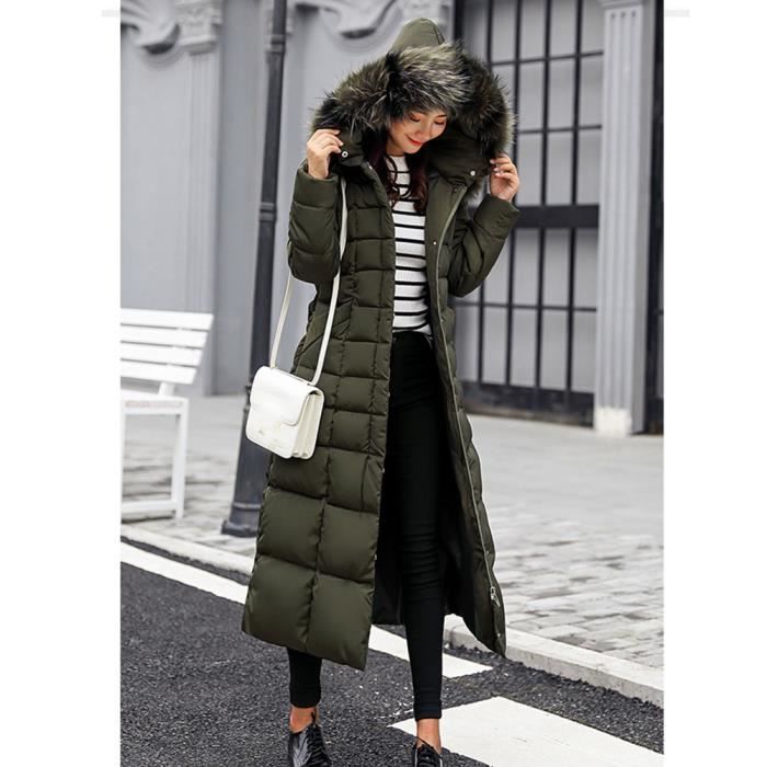Doudoune Longue Femme MISSMAO Slim Fit Fausse fourrure Fermeture eclair Vert Vert Cdiscount Pret a Porter