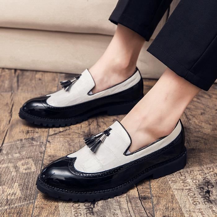 Chaussures a pompon en cuir oxford pour hommes souliers de fete de Style britannique couleurs multiples Couleurs multiples Cdiscount