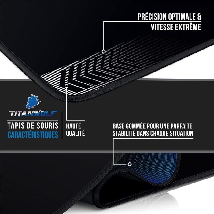 Tapis De Souris Gaming XXL 1200×600 Mm – Bureau Gamer Géant, Surface Lisse Imperméable, Base Antidérapante Caoutchouc, Bords Cousus, Noir