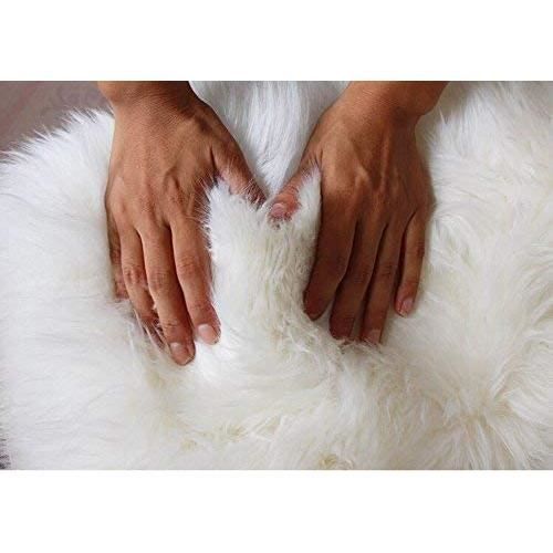 Tapis En Peau De Mouton Véritable 100% Laine - Blanc - Taille Irrégulière 50-100 Cm - Neuf