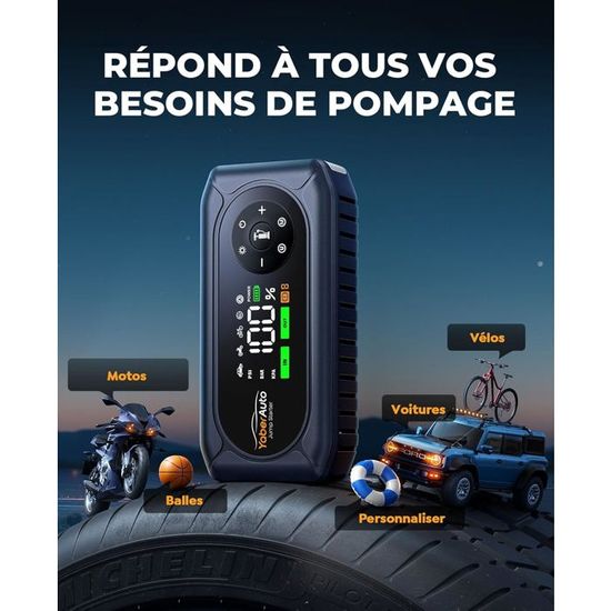 Démarreur De Voiture 9 En 1 - 7000A Avec Compresseur 150PSI - 20000mAh Pour Voitures, SUV, Camping