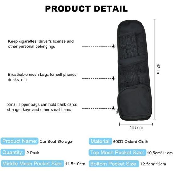 VEHIRIE 3 Couches Voiture Maille Organisateur entre les Sièges Voiture dossier Maille poche 30 X 27 CM Siège avant avec Organisateur de Voiture VEHIRIE 3 Couches Voiture Maille Organisateur entre les Sièges Voiture dossier Maille poche 30 X 27 CM Siège avant avec Organisateur de Voiture