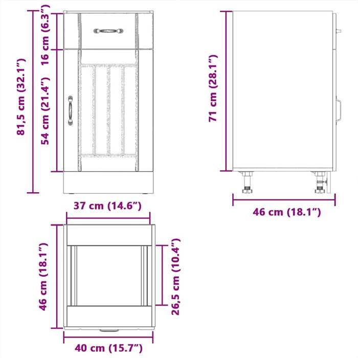 Armoire De Cuisine Lucca Blanc - Meuble Bas Évier Avec Tiroir, Bois D'Ingénierie, 60x46x81,5 Cm