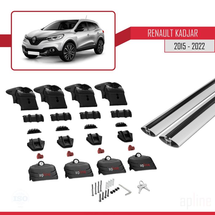 Barres De Toit Transversales Pour Renault Kadjar (2015+) - Marque TURTLE, Neuves, Garantie 2 Ans !
